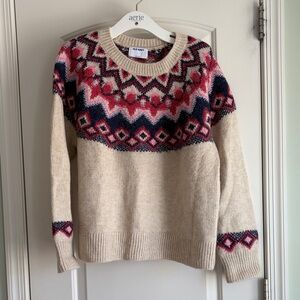 Old Navy Women's Sweater - Cream, Pink, and Navy
